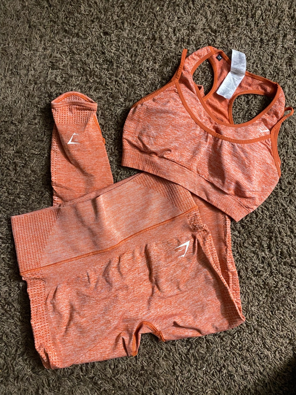 Gymshark Seamless Orange Sports Bra & Shorts Set - Women's Activewear